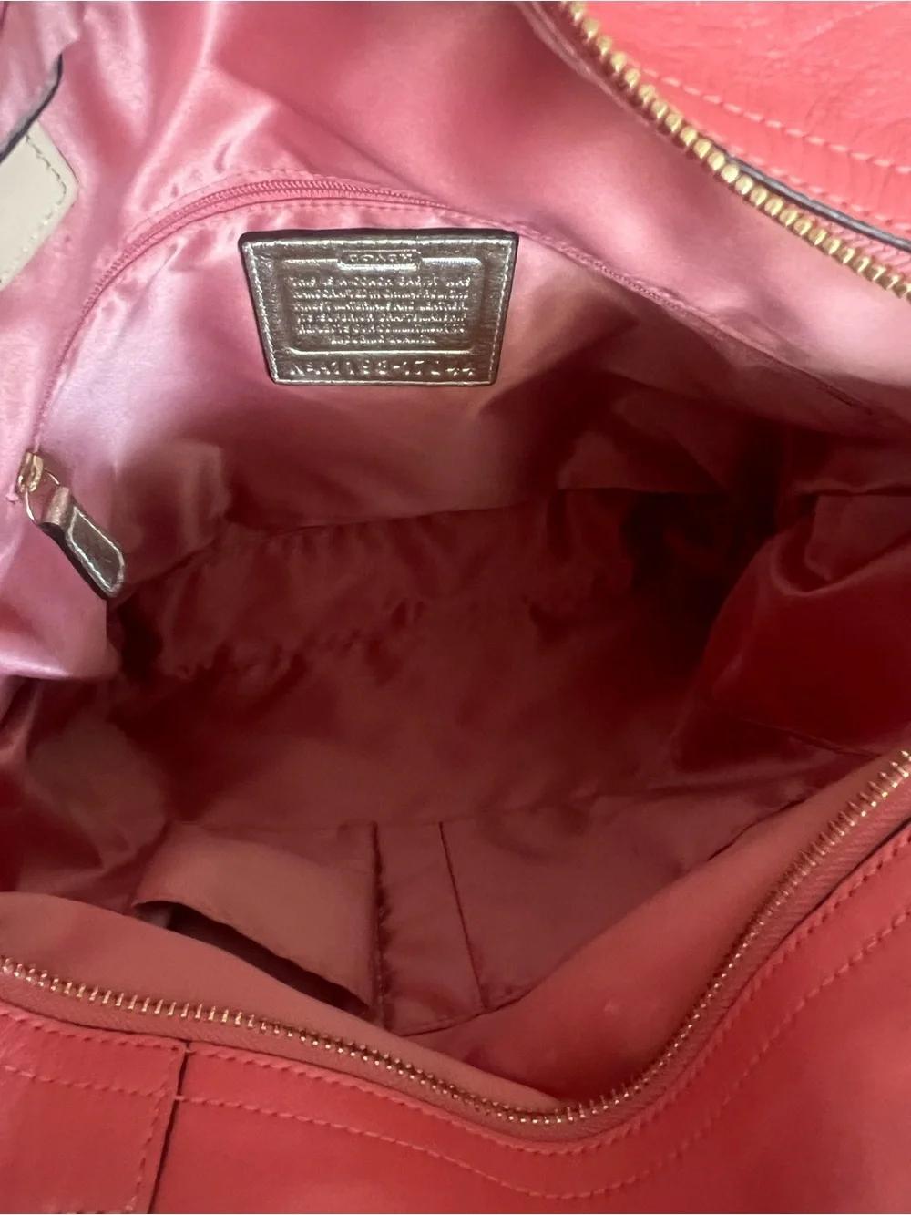 Coach Audrey Signature OP‎ Art Leigh Tote Bag Coral Pink Canvas Leather